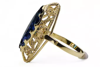 Vintage Žiedas Sapyras 14k geltono aukso vrc005y